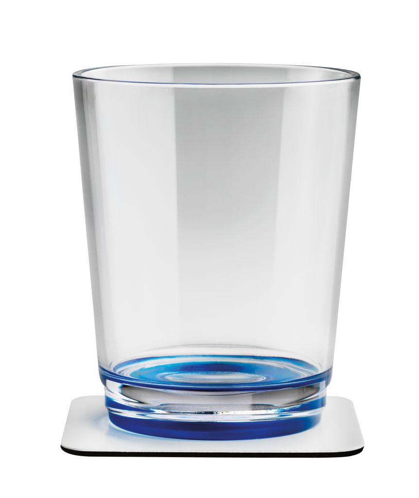 silwy® Magnet-Glas 250 ml, blau mit Untersetzer, 2er-Set  ~ 550/654