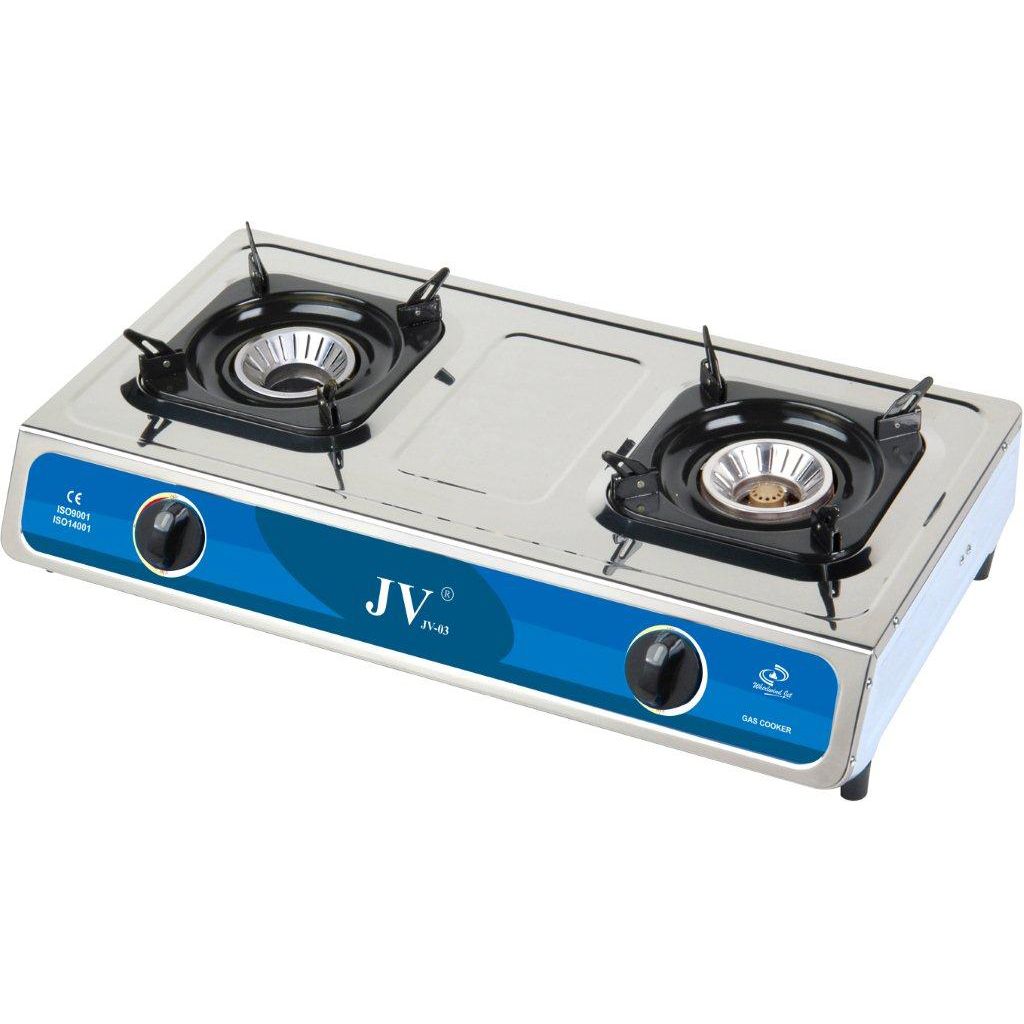 JV® Edelstahlkocher Turbo 2-flammig mit Zündsicherung  ~ 310/631